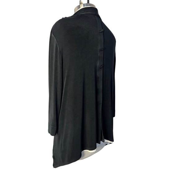 Travelers by Chicos 3/US XL16-18 Black Cardigan Open Front 3/4 Sleeve Button Bac - Picture 3 of 11